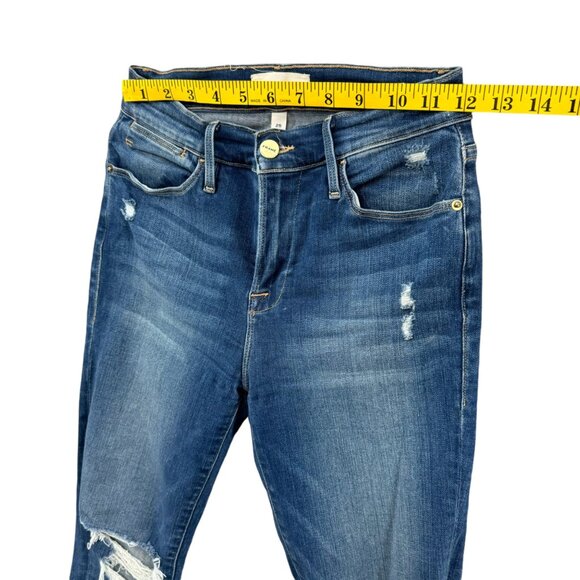 FRAME Le High Skinny Crop Jeans Womens Blue Gaby Distressed Ripped Denim Size 25 - Picture 9 of 12